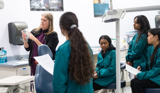 students in dental careers classroom