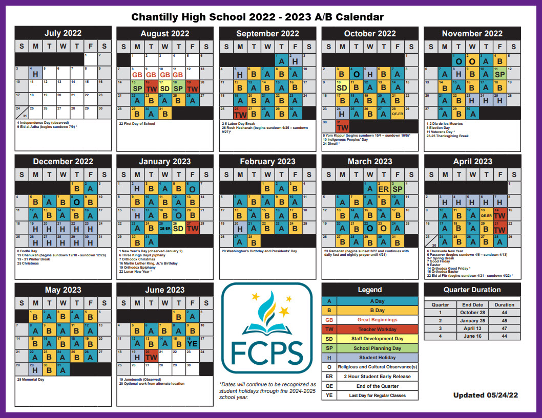 FCPS A Day B Day Calendar