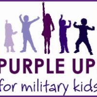 image of students shaded purple with the words Purple Up for Military Kids